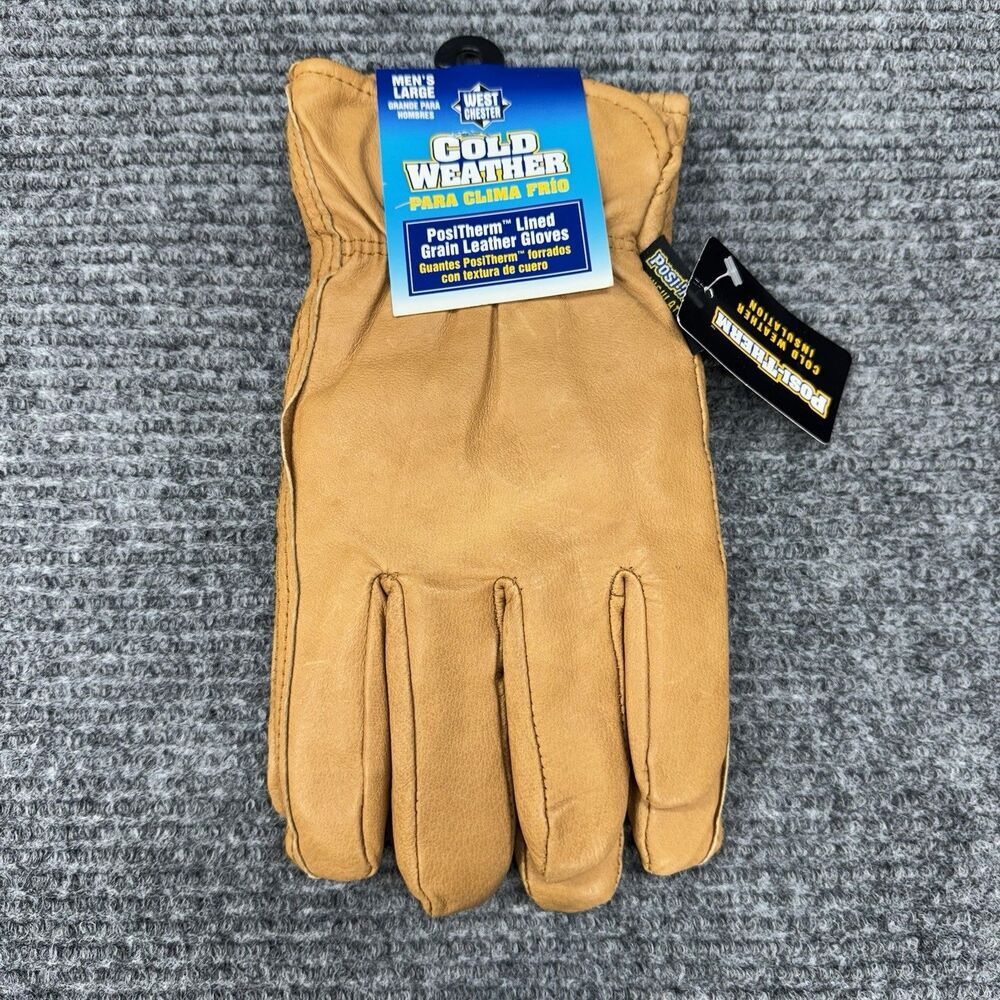 West Chester Grain Leather Gloves Men’s Size Large Posi-Therm Cold Weather NEW